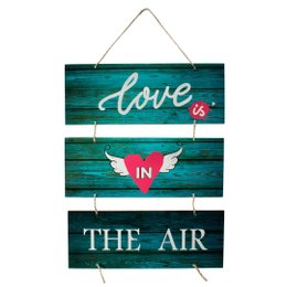 Imagem de Placa Decorativa Frases Love Com Corda 70x40 Cm
