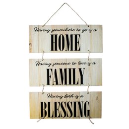 Imagem de Placa Decorativa Frases Home Family Com Corda 70x40 Cm