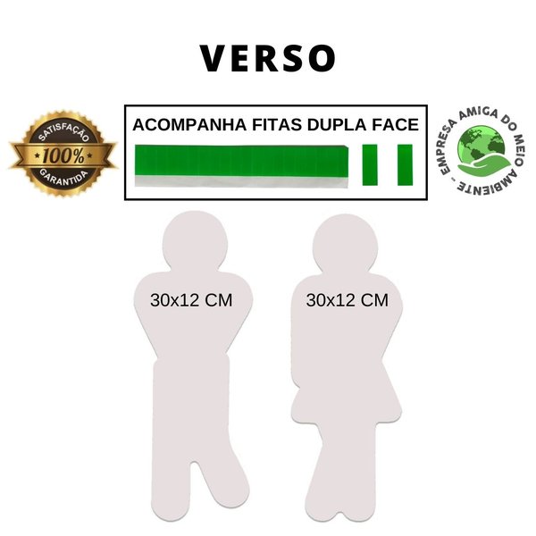 Kit 2 Placas Decorativas Banheiro Boneco Recorte 30x12 Cm