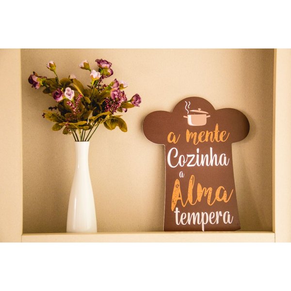 Placa Decorativa Frase Cozinha Recorte 30x23 Cm