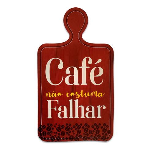Placa Decorativa Café Cozinha Frase Recorte 35x22 Cm