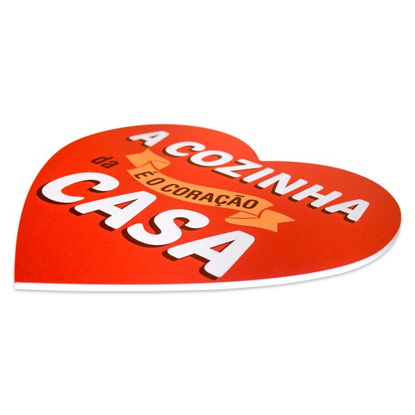Placa Decorativa Frase Cozinha Coração Recorte 30x30 Cm