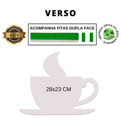 Placa Decorativa Frase Café Coffe Cozinha Recorte 28x23 Cm