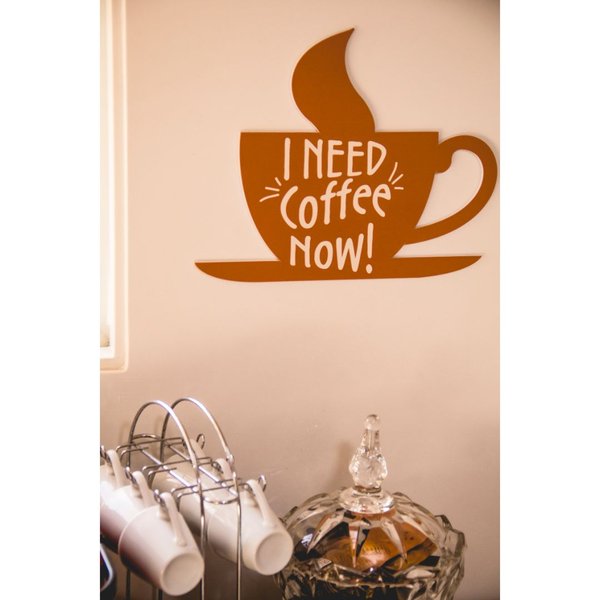 Placa Decorativa Frase Café Coffe Cozinha Recorte 28x23 Cm