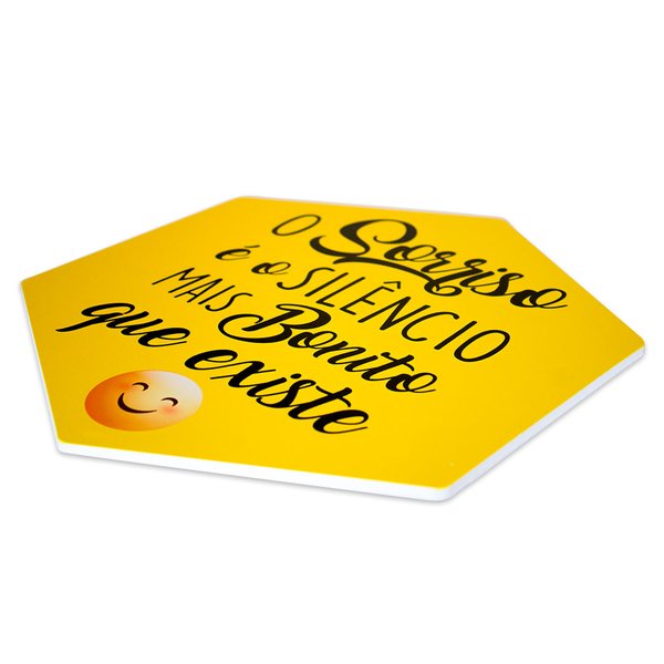 Placa Decorativa Frase Sorriso Recorte 30x26 Cm
