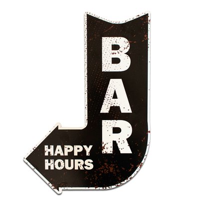 Placa Decorativa Recorte Seta Bar Happy Hours 40x28 Cm
