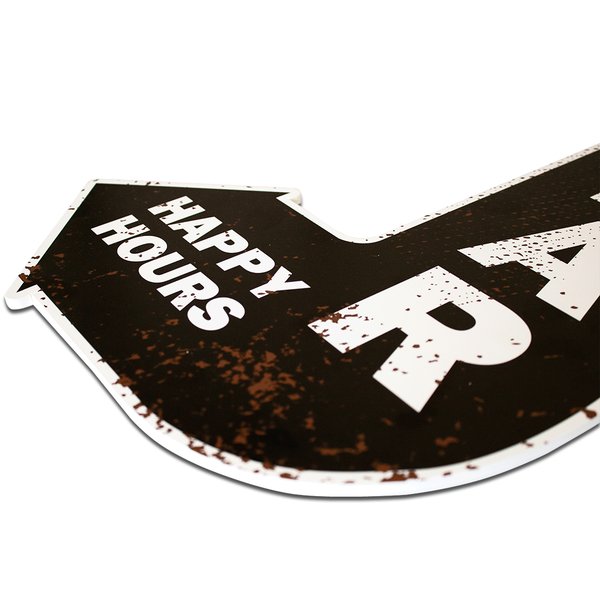 Placa Decorativa Recorte Seta Bar Happy Hours 40x28 Cm