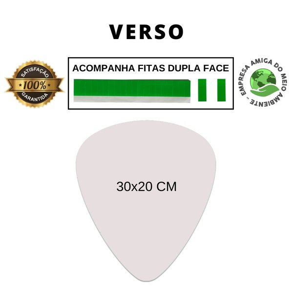 Placa Decorativa Música Palheta Rock Recorte 20x30 Cm
