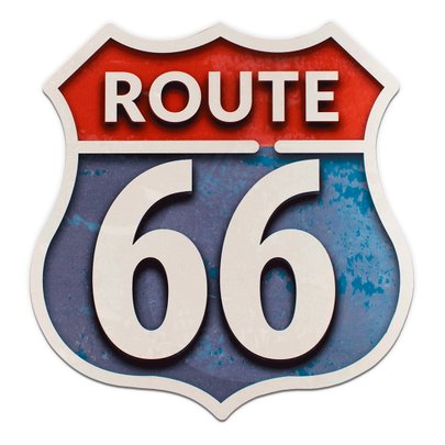 Placa Decorativa Recorte Route 66 Carro Moto  36x35 Cm