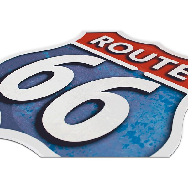 Placa Decorativa Recorte Route 66 Carro Moto  36x35 Cm