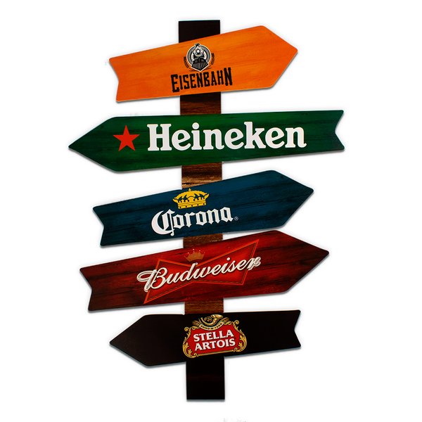 Placa Decorativa Recorte Seta Cervejas Bebidas  50x35 Cm