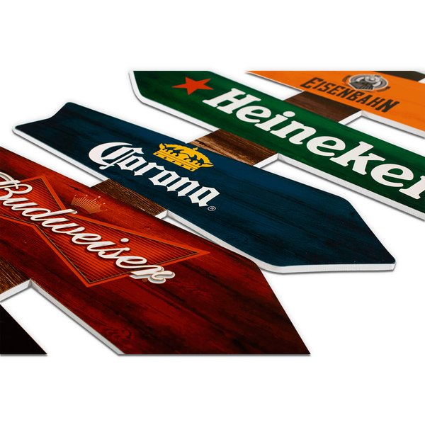 Placa Decorativa Recorte Seta Cervejas Bebidas  50x35 Cm