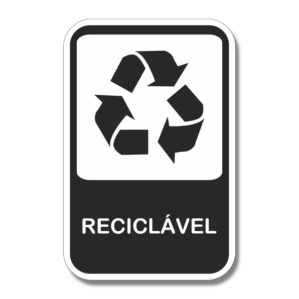Placa de Sinalização Reciclagem Reciclável Coleta 20x13 cm