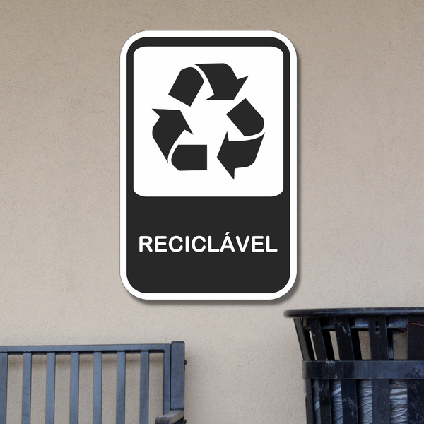 Placa de Sinalização Reciclagem Reciclável Coleta 20x13 cm