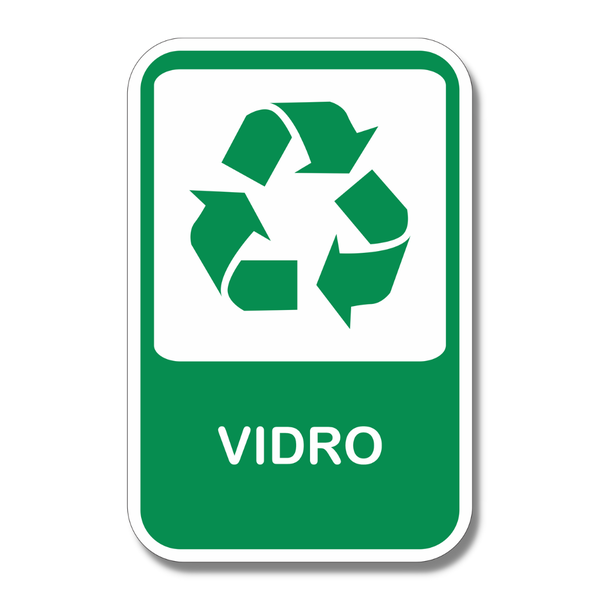 Placa de Sinalização Aviso Reciclagem Vidro 20x13 cm