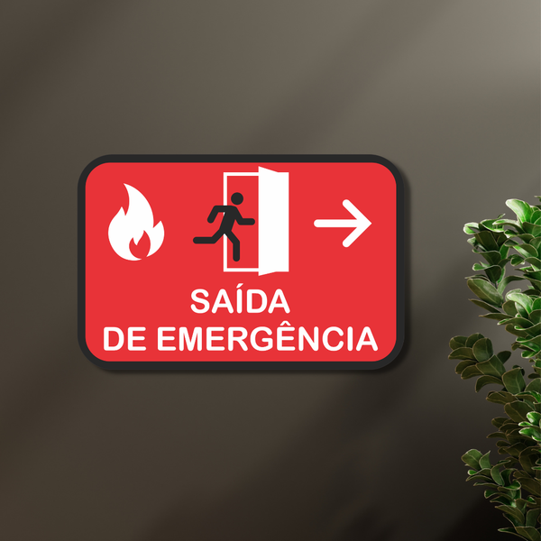 Placa de Sinalização Aviso Saída de Emergência 20x13 cm