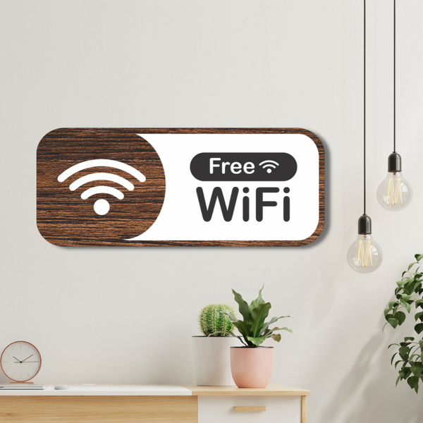 Placa de Sinalização Aviso Wifi Free 25x10 cm