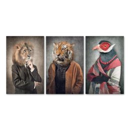 Imagem de Kit 3 Placas Decorativas Animais Artístico Leão 20x30 cm Mdf