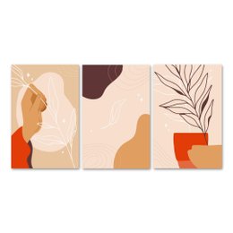 Imagem de Kit 3 Placas Decorativas Flores Abstrato 20x30 cm Mdf