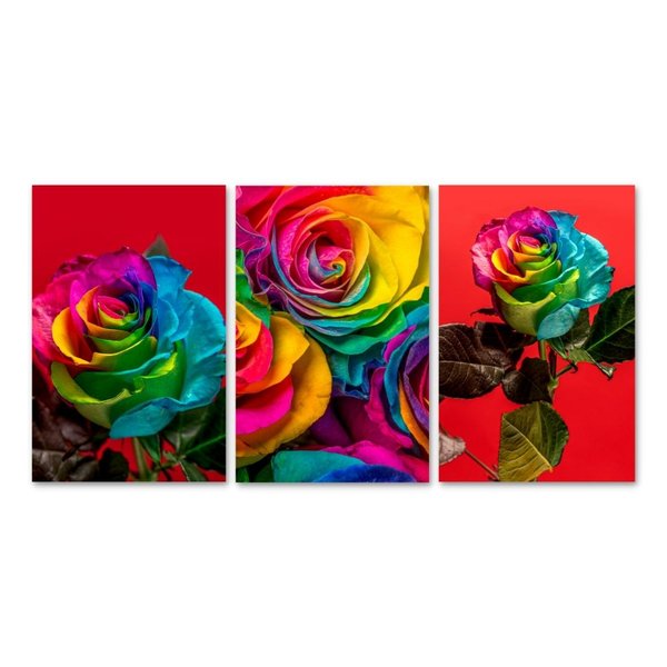 Kit 3 Placas Decorativas Flores Artística Folhas 20x30 cm Mdf