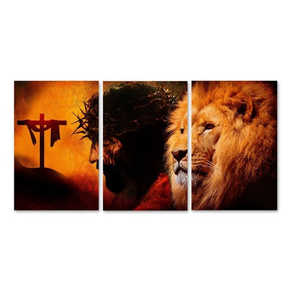 Kit 3 Placas Decorativas Jesus Leão Tribo  Judá 20x30 cm Mdf