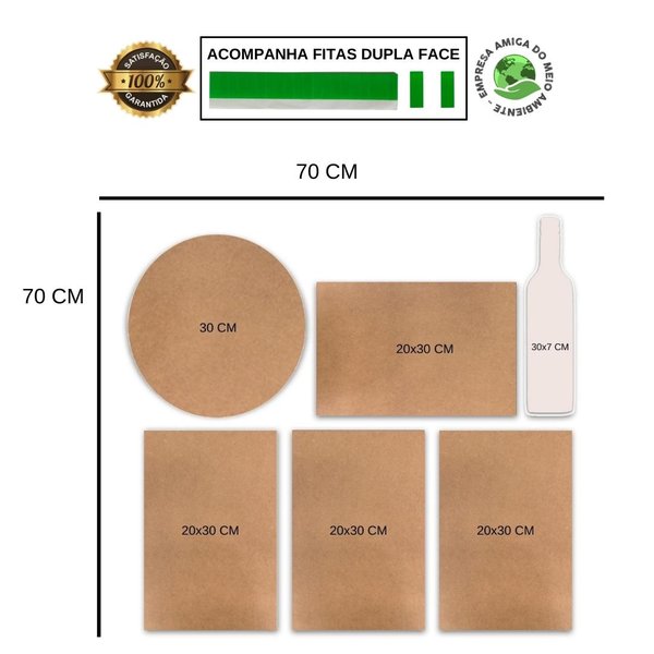 Kit 6 Placas Decorativas Bebidas Vinhos Wine Bar Drink