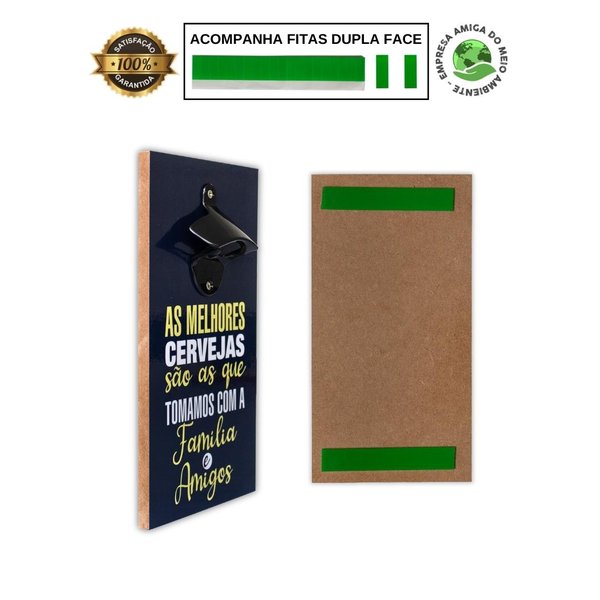 Kit 4 Porta Copos Frase Cerveja C/ Suporte + Abridor Garrafa