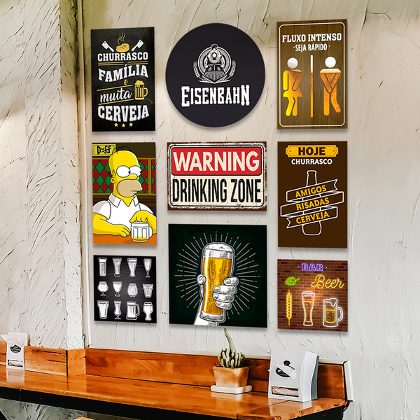 Kit 9 Placas Decorativas Cervejas Bebidas