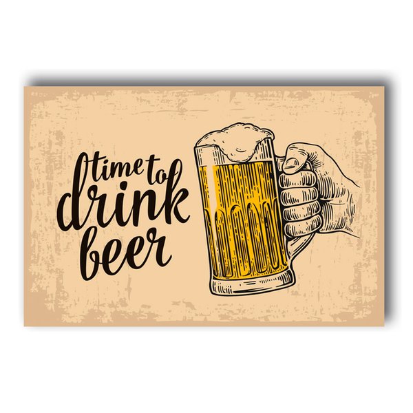 Placa Decorativa Frase Time Drink Beer 30x40 cm