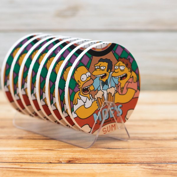 Kit 8 Bolachas Porta Copos Simpsons Em Plástico Com Suporte
