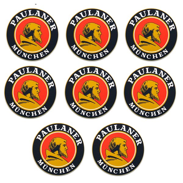 Kit 8 Bolachas Porta Copos Paulaner Em Plástico Com Suporte
