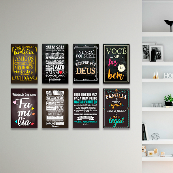 Kit 8 Placas Decorativas Frases