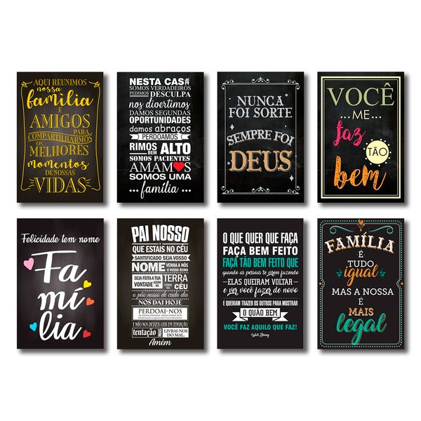 Kit 8 Placas Decorativas Frases