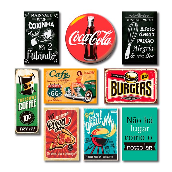 Kit 9 Placas Decorativas Cozinha Restaurante Frases Vintage