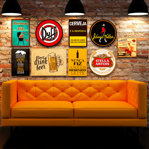 Kit 9 Placas Decorativas Bebidas Frases Cervejas