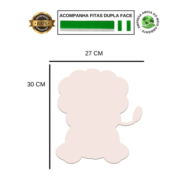 Placa Decorativa Infantil Animais Leão Baby Recorte 30x27 cm