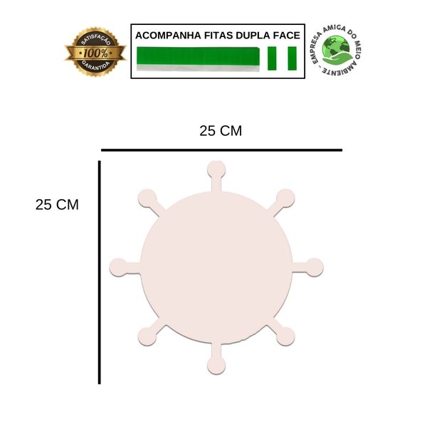 Placa Decorativa Infantil Marinheiro Leme Recorte 25 cm