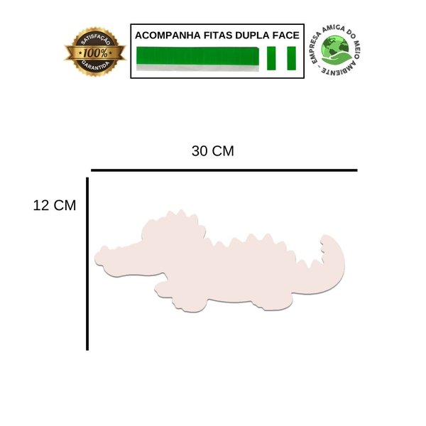 Placa Decorativa Infantil Animal Jacaré Baby Recorte 30x12cm