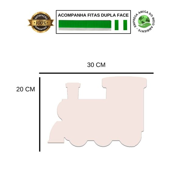 Placa Decorativa Infantil Quarto Trem Kids Recorte 30x20 cm