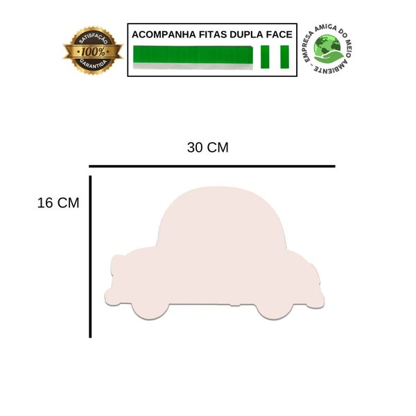 Placa Decorativa Infantil Quarto Carro Kids Recorte 30x18 cm