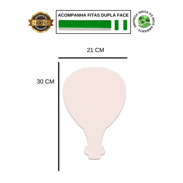 Placa Decorativa Infantil Quarto Balão Fofa Recorte 30x21 cm