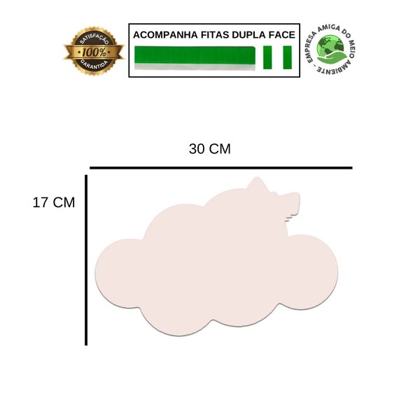 Placa Decorativa Infantil Bebê Menina Nuvem Recorte 30x17 cm