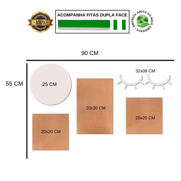 Kit 5 Placas Quadros Decorativos Infantil Menina Frase Sonhe
