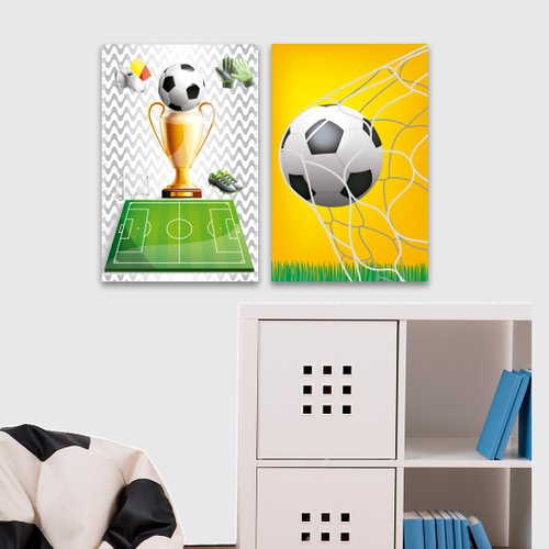 Kit 2 Placas Decorativas Infantil Futebol Mdf 20x30 cm