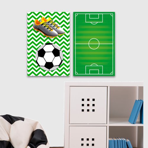 Kit 2 Placas Quadros Infantil Futebol Bola Mdf 20x30 cm
