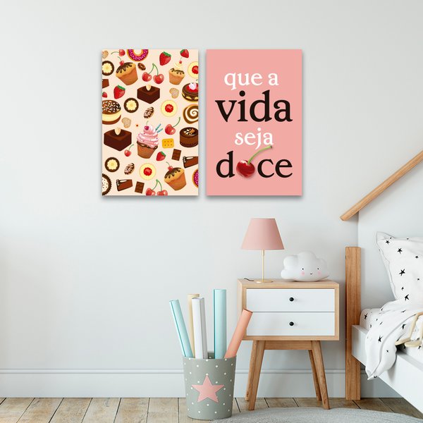 Kit 2 Placas Quadros Infantil Menina Frases Mdf 20x30 cm