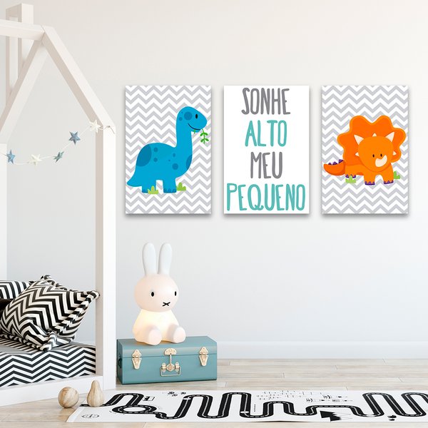 Kit 3 Placas Quadros Decorativos Infantil Frases Mdf 20x30cm