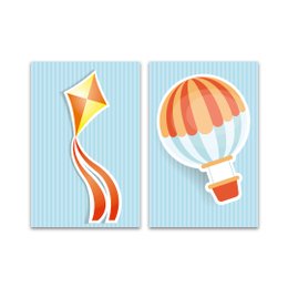 Imagem de Kit 2 Placas Decorativas Infantil Menino Balão Mdf 20x30 cm