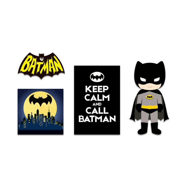 Kit 4 Placas Quadros Decorativos Infantil Menino Super Heróis