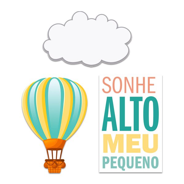 Kit 3 Placas Quadros Decorativos Infantil Menino Bebê Balão